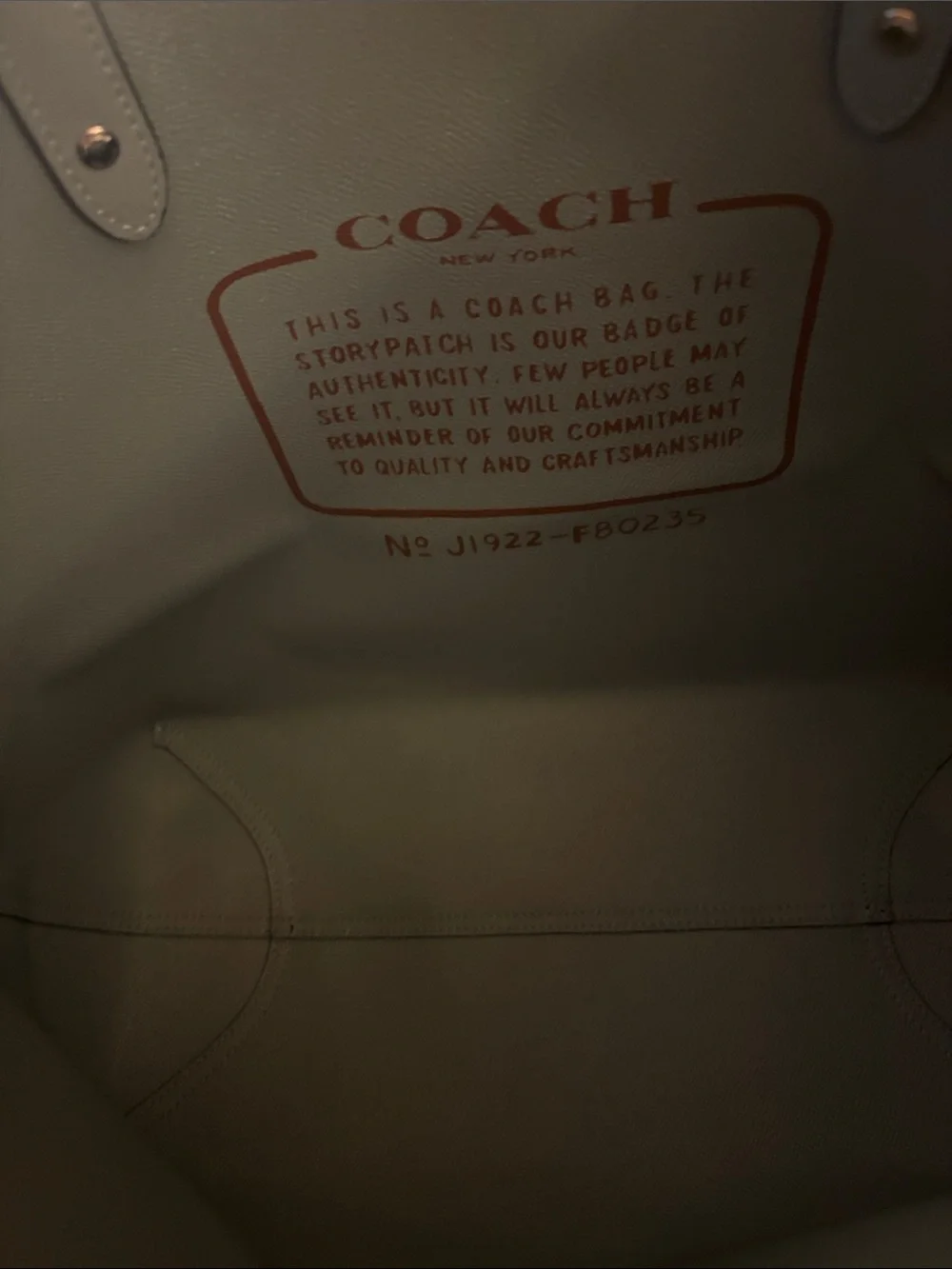 Coach Navy Leather Tote with Owl Print and Light Blue Trim